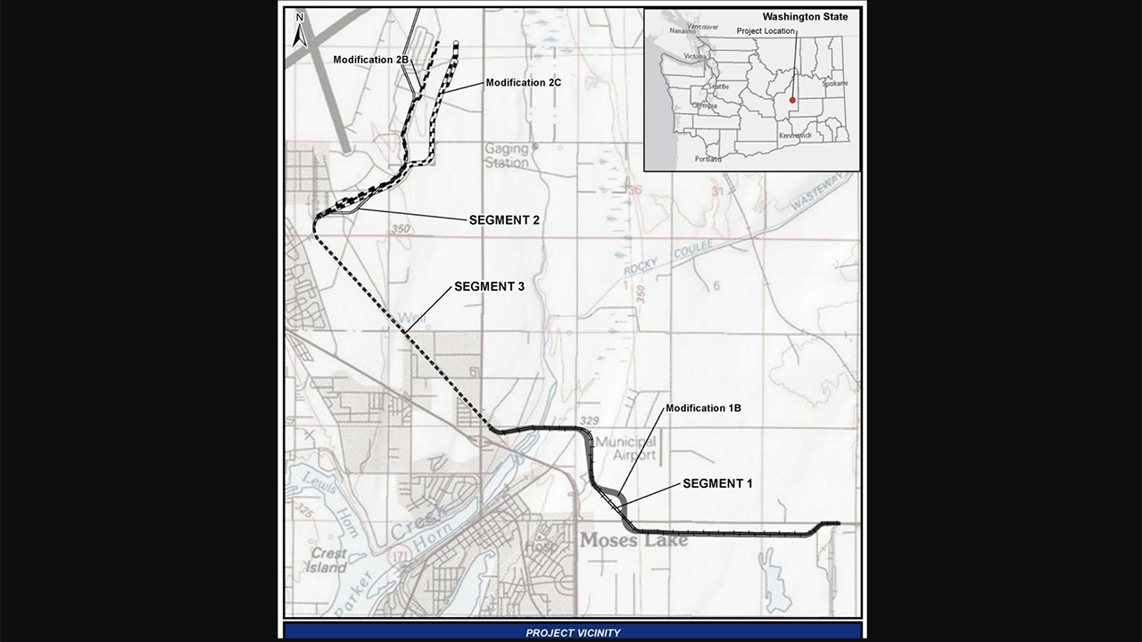 Northern Columbia Basin Railroad Project Map. (Courtesy of CBRW)